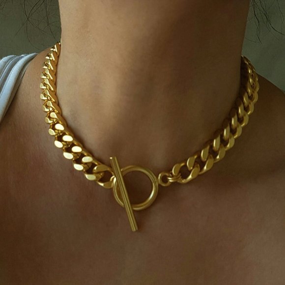 Chunky Link Chain Choker Necklace - Picture 3 of 3